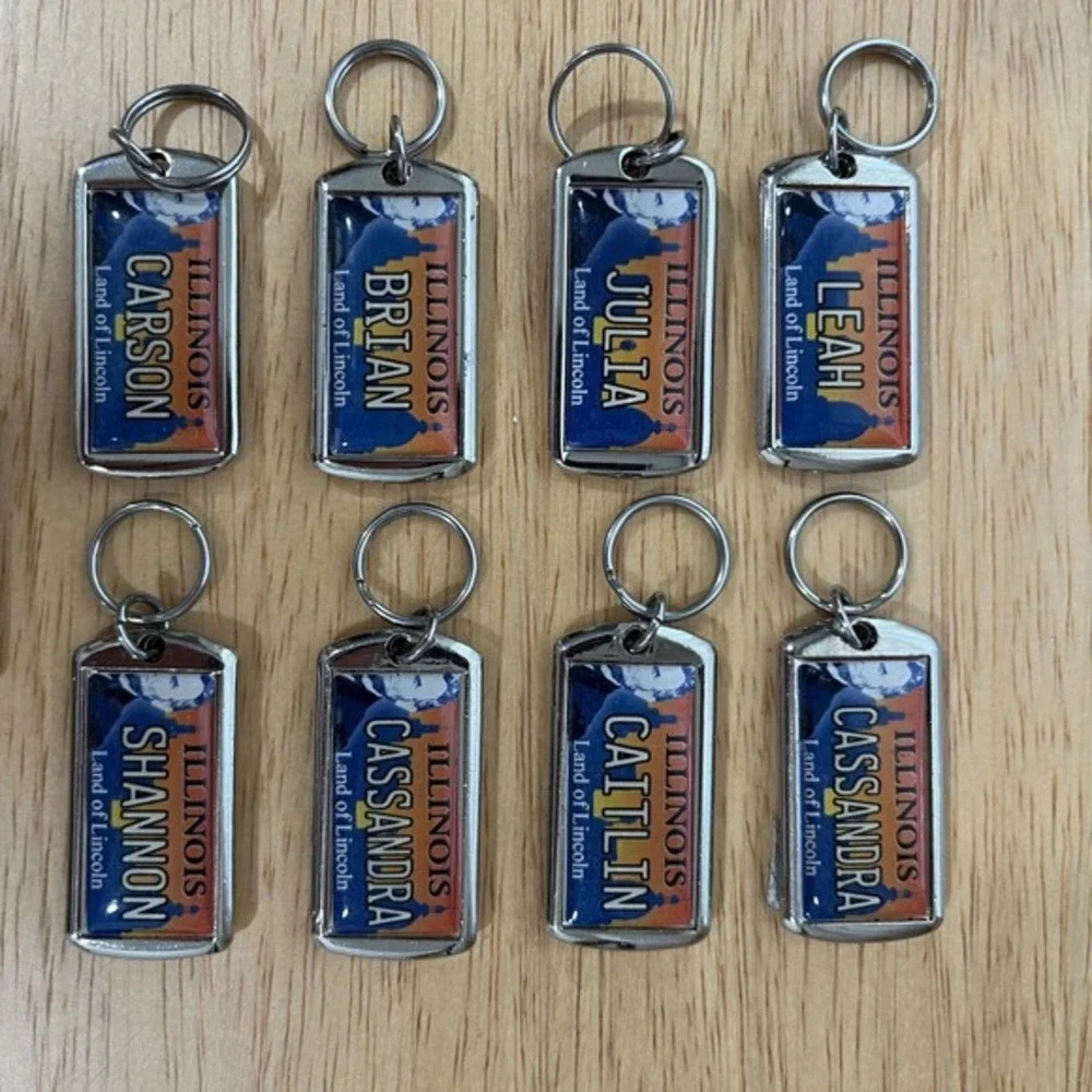 Illinois North Carolina Personalized Name Assorted Keychains MINI‎ SHINERZ